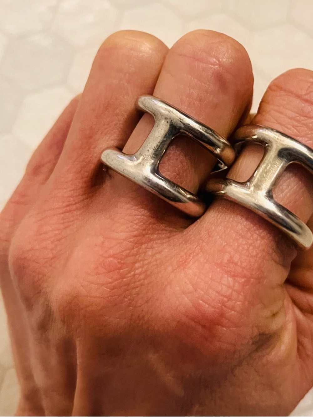 Silver Ring - Double 'H' Design in Silver - Picture 7 of 8
